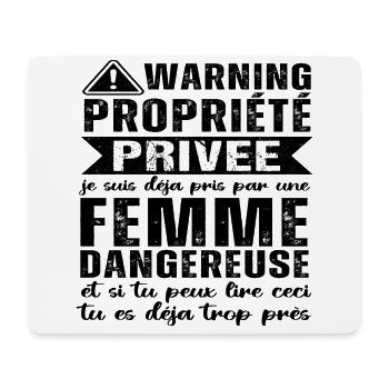 Warning propriété privée humour couple St Valentin - Tapis de souris (format paysage) - blanc - Devant