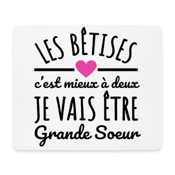 Je vais être grande soeur annonce naissance - Tapis de souris (format paysage) - blanc - Devant