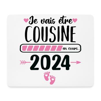 Je vais être cousine 2024 annonce naissance cadeau - Tapis de souris (format paysage) - blanc - Devant