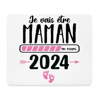 Je vais être maman en 2024 annonce naissance bébé - Tapis de souris (format paysage) - blanc - Devant