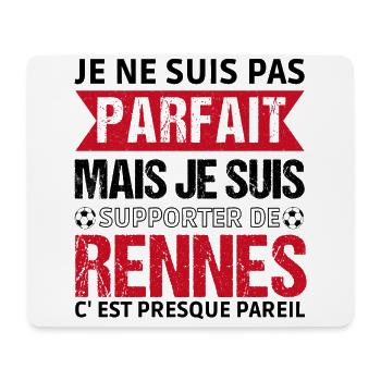 Supporter Rennes Cadeau Football Fan Rouge Noir - Tapis de souris (format paysage) - blanc - Devant