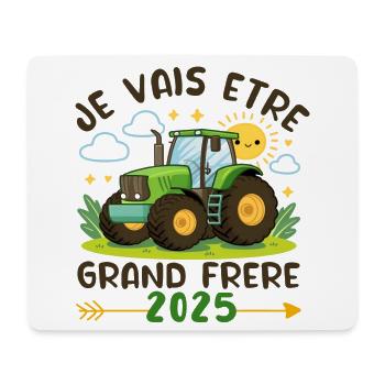 Annonce Grossesse Grand Frère Tracteur 2025 - Tapis de souris (format paysage) - blanc - Devant