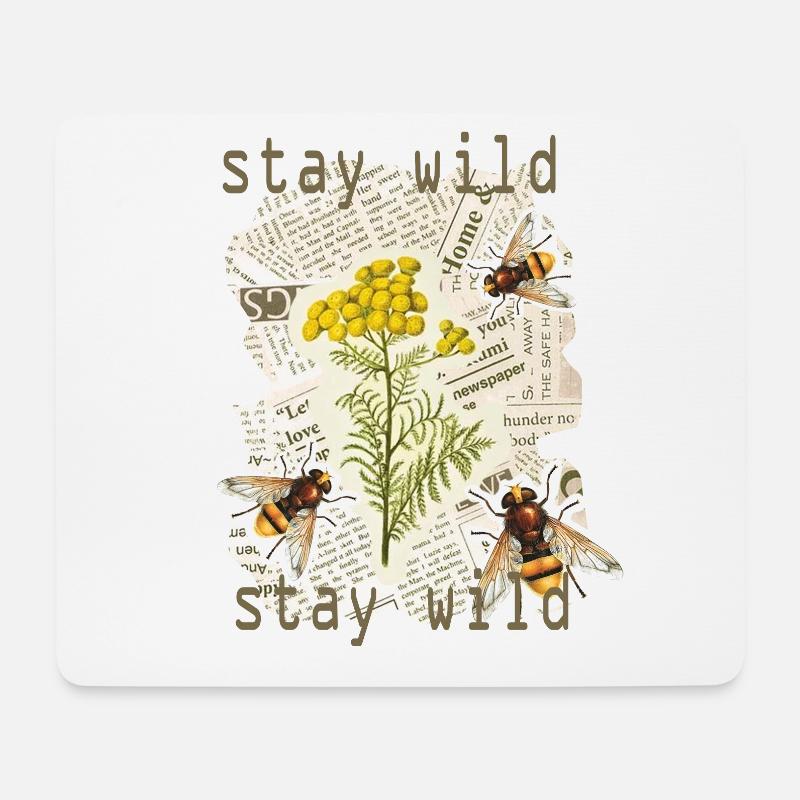 Stay wild,Natur, Blumen, Biene - Mousepad (Querformat) - Weiß