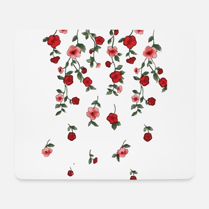 rosen,ranken,blumen, illustration,rot, floral - Mousepad (Querformat) - Weiß
