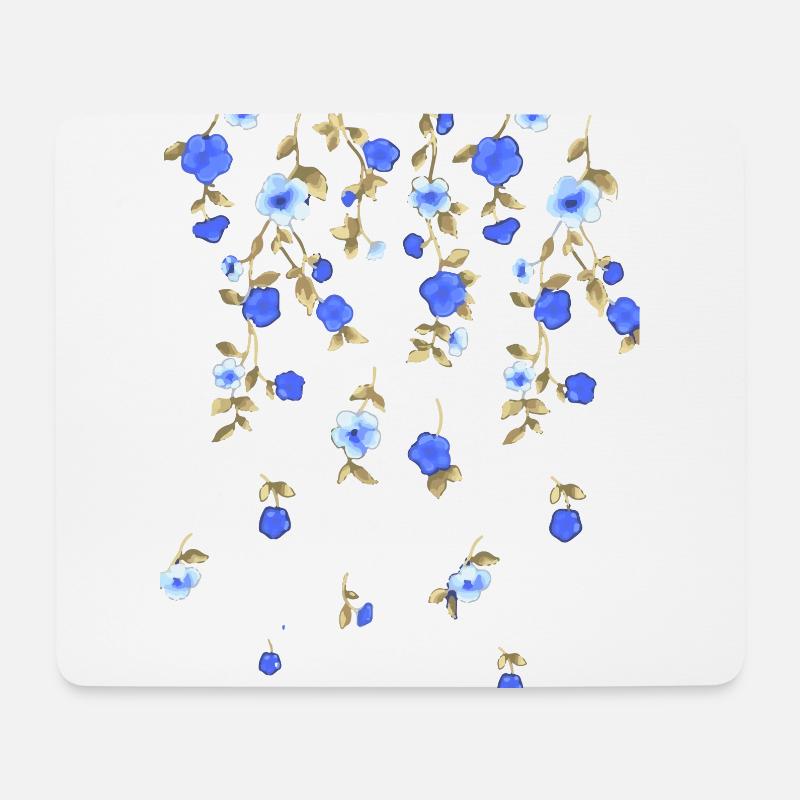 Blumen, blau, Ranken, illustration, floral - Mousepad (Querformat) - Weiß