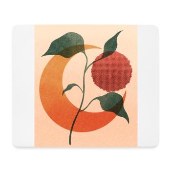 Neutral Boho Art Print, with moon and plant - Mousepad (Querformat) - Weiß - Vorne