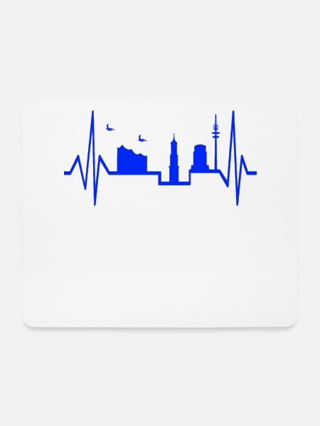 Hamburg Herzschlag Skyline Elphi Michel etc. - Mousepad (Querformat) - Weiß