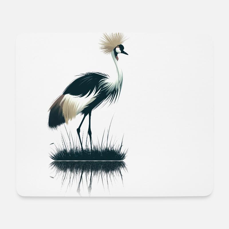 Kronenkranich - Mousepad (Querformat) - Weiß