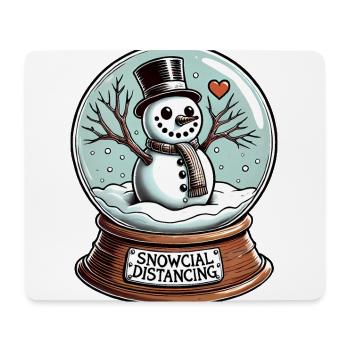Snowcial Distancing Bonhomme de neige Boule à neige - Tapis de souris (format paysage) - blanc - Devant