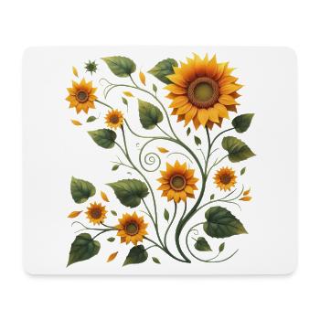 Sonnenblumenranke Sonnenblume Sonnenblumenstrauß - Mousepad (Querformat) - Weiß - Vorne