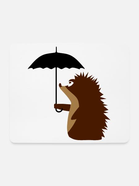 Igel mit Schirm - Mousepad (Querformat) - Weiß