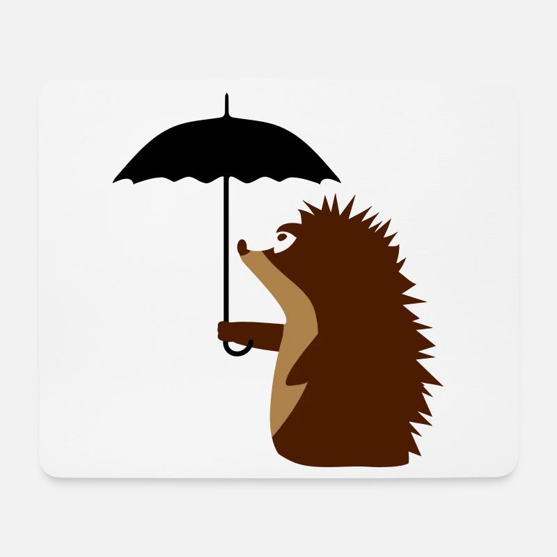 Igel mit Schirm - Mousepad (Querformat) - Weiß