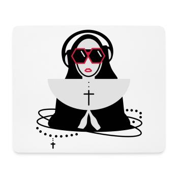 La religieuse avec des lunettes et un casque - Tapis de souris (format paysage) - blanc - Devant