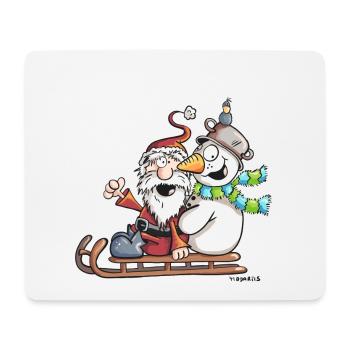 Santa Claus and Snowman ride a sledge - Gift - Mouse Pad (horizontal) - white - Front