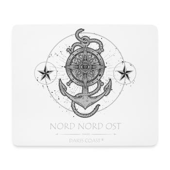 DarssCoast Nord Nord Ost, Steuerrad Anker Windrose - Mousepad (Querformat) - Weiß - Vorne