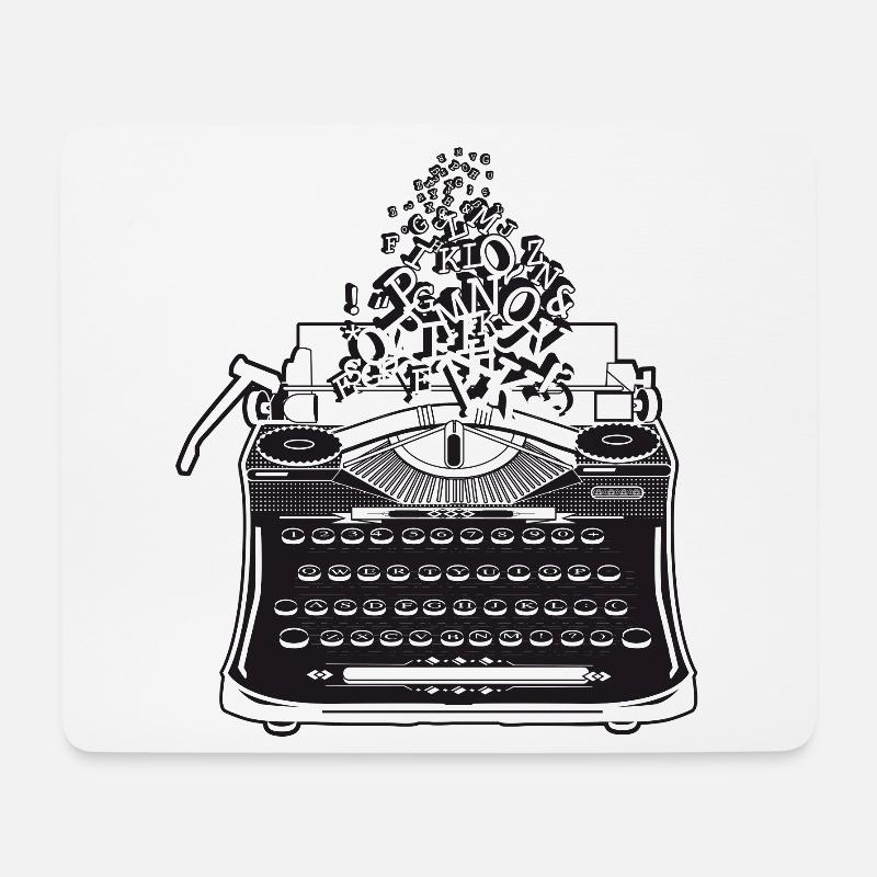 nostalgische antike Schreibmaschine mit Buchstaben - Mousepad (Querformat) - Weiß