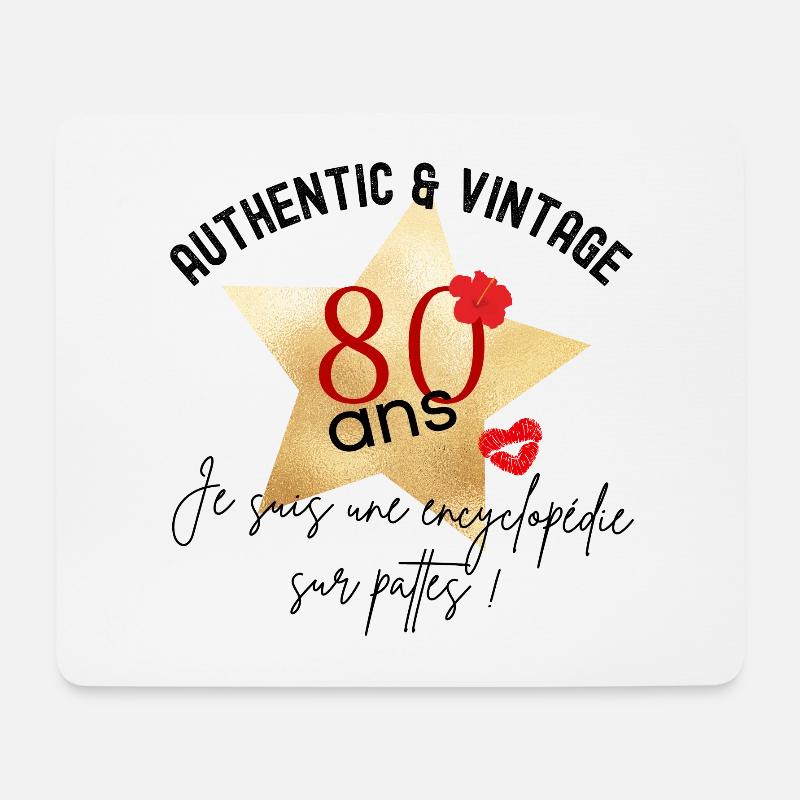 anniversaire 80 ans - Tapis de souris (format paysage) - blanc