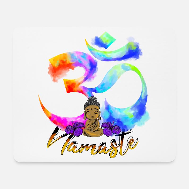 Namaste-Bogen-Iris-Buddha - Mousepad (Querformat) - Weiß