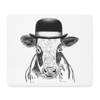 Kuh mit Hut - Mousepad (Querformat) - Weiß - Vorne