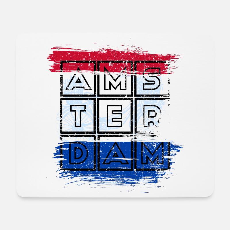 Amsterdam Grid Flagge - Mousepad (Querformat) - Weiß