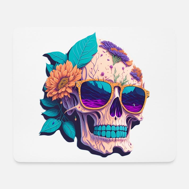 Totenkopf - Mousepad (Querformat) - Weiß