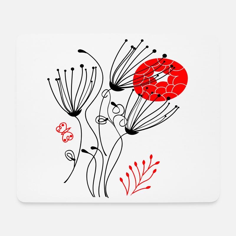 filigrane zarte Blüten, Flowers - Mousepad (Querformat) - Weiß