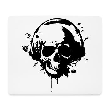 Totenkopf mit Helm (Gamer-Schädel) - Mousepad (Querformat) - Weiß - Vorne