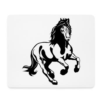 Étalon frison au galop - Tapis de souris (format paysage) - blanc - Devant
