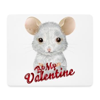 Souris blanche mignonne pour la Saint-Valentin - Tapis de souris (format paysage) - blanc - Devant