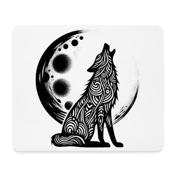 Wolf howls at the moon - Mouse Pad (horizontal) - white - Front