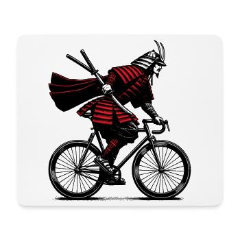 Japanischer Krieger auf Rennrad - Mousepad (Querformat) - Weiß - Vorne