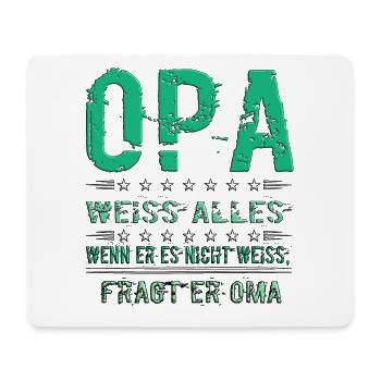 Opa T-Shirt mit Lustigem Spruch | Opa weiß alles - Mousepad (Querformat) - Weiß - Vorne