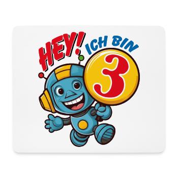 Kleiner lustiger Roboter dritter Geburtstag - Mousepad (Querformat) - Weiß - Vorne