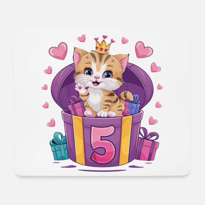 Süße Katze - 5. Geburtstag - 5 Jahre - Mousepad (Querformat) - Weiß