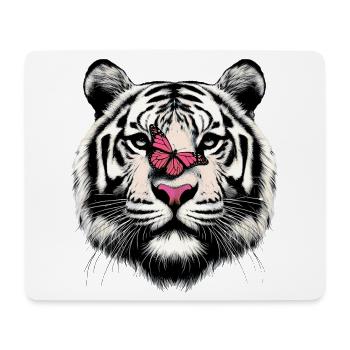 Tigre et papillon - Tapis de souris (format paysage) - blanc - Devant