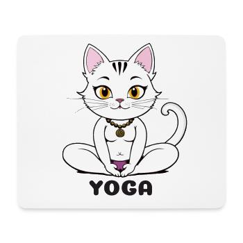 Yoga Katze im Meditativen Stil - Mousepad (Querformat) - Weiß - Vorne