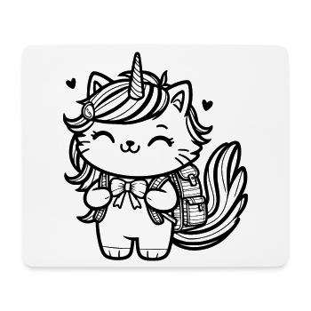 Unicorn Cat School Enrollment (black) - Mouse Pad (horizontal) - white - Front