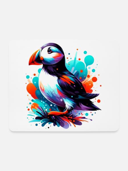 Papageitaucher - Mousepad (Querformat) - Weiß