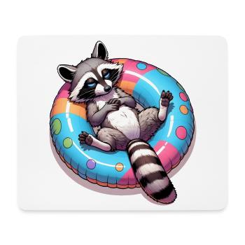 Ein relaxter Waschbär auf einem Schwimmreifen - Mousepad (Querformat) - Weiß - Vorne