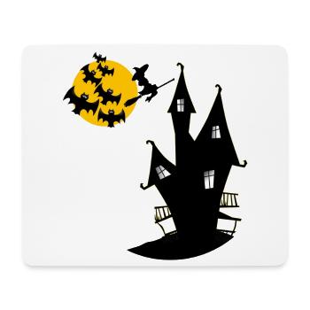 Witch's house with moon and bats - Mouse Pad (horizontal) - white - Front