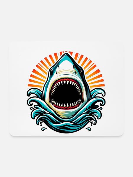 Hai - Mousepad (Querformat) - Weiß