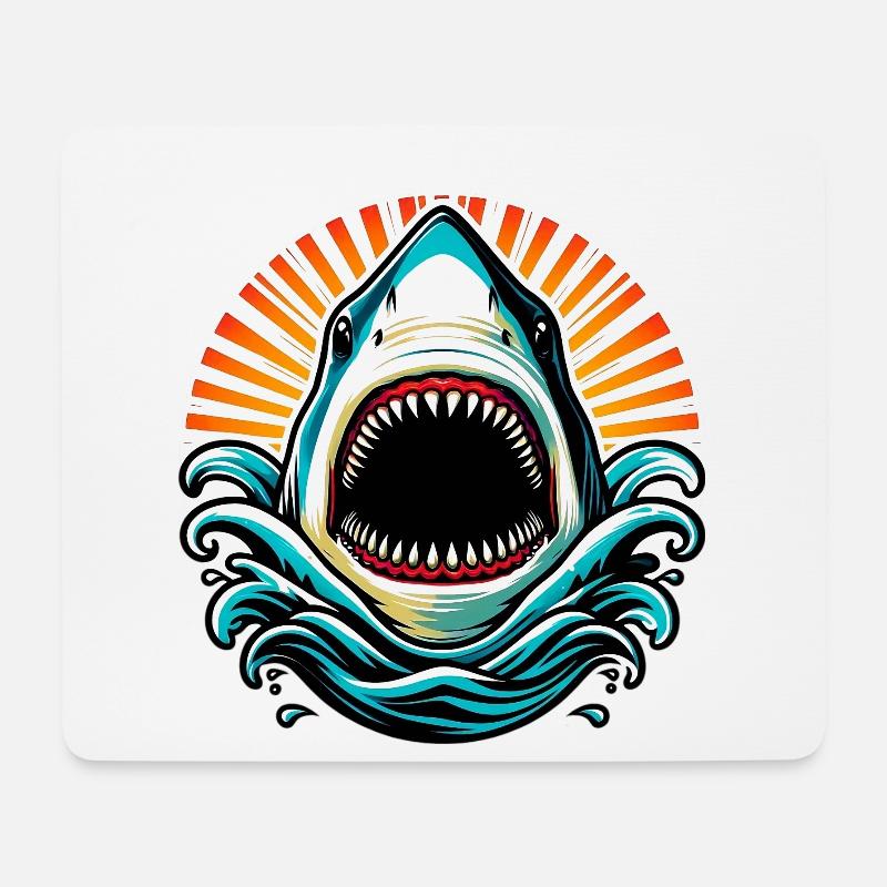 Hai - Mousepad (Querformat) - Weiß