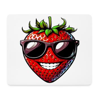 Erdbeere mit Sonnenbrille - Mousepad (Querformat) - Weiß - Vorne