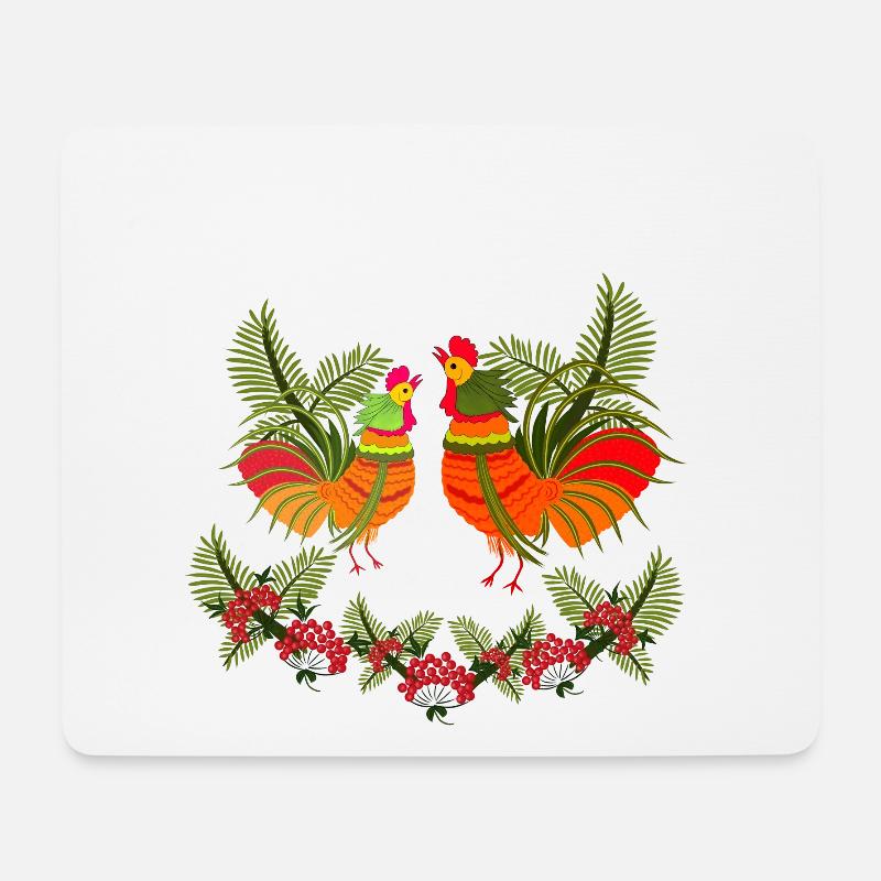 Hahn mit Henne - Mousepad (Querformat) - Weiß