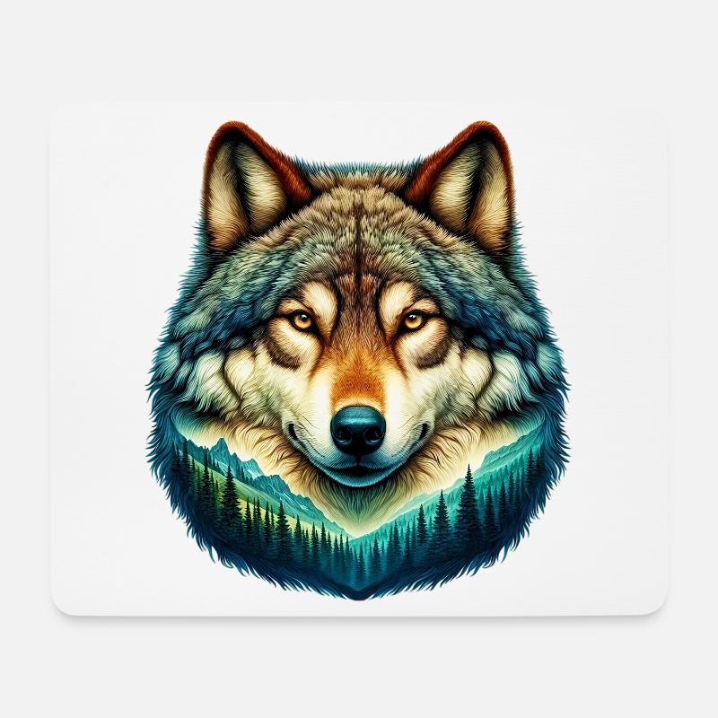 Wolf - Mousepad (Querformat) - Weiß
