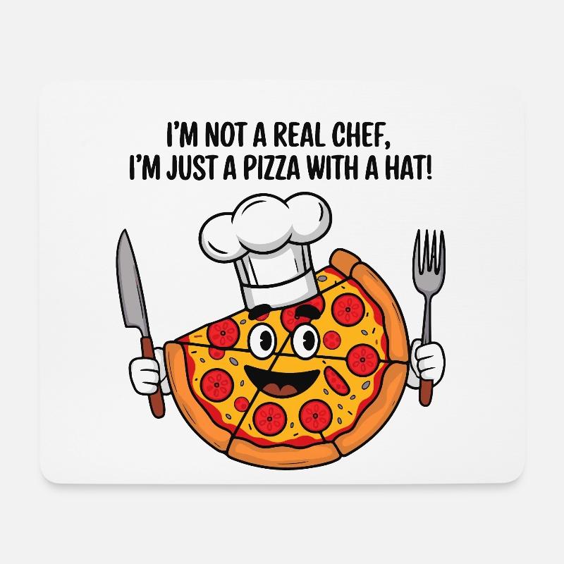 Pizzabäcker Humor T-Shirt - Mousepad (Querformat) - Weiß