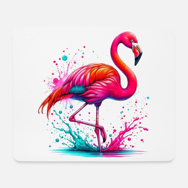 Flamingo - Mousepad (Querformat) - Weiß