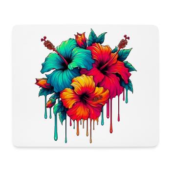 Fleurs d’hibiscus - Tapis de souris (format paysage) - blanc - Devant