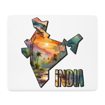 Carte à l’aquarelle de l’Inde - Tapis de souris (format paysage) - blanc - Devant