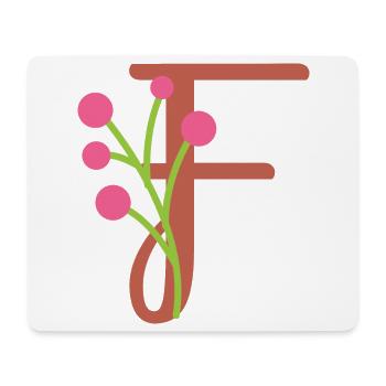 Elegant letter 'F' with flowers - Tapis de souris (format paysage) - blanc - Devant